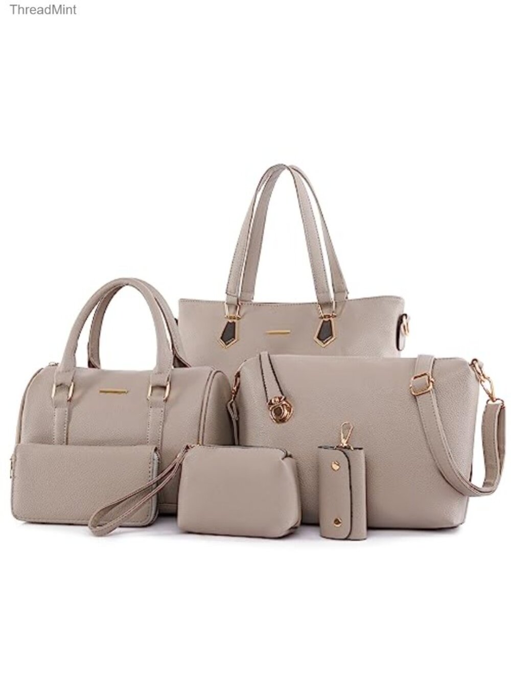 6pcs Women's Handbag Set Faux Leather Tote Crossbody Hobo Satchel Purse